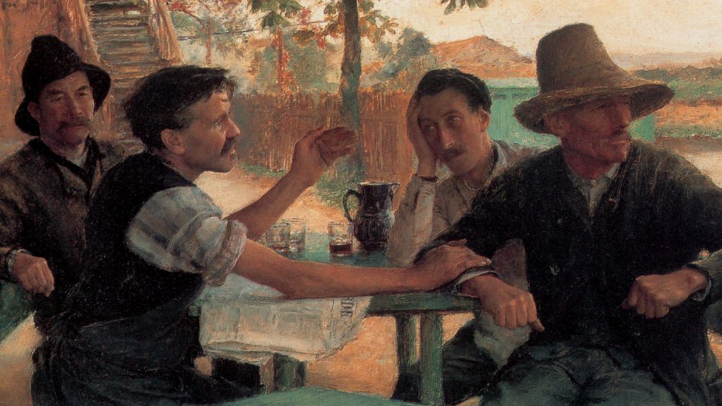 Emile Friant "La Discussion politique", dettaglio, 1889