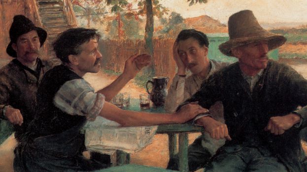 Emile Friant "La Discussion politique", dettaglio, 1889